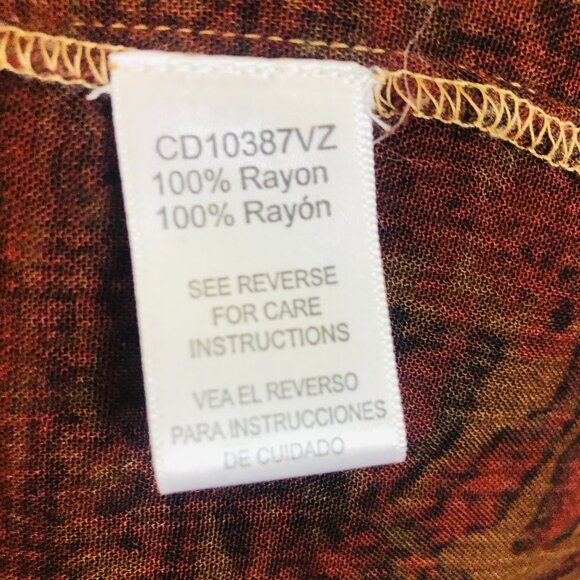 En Creme Mini Sundress Cover Up Sz Medium Embroidered Boho Rayon Red Orange - Picture 7 of 7